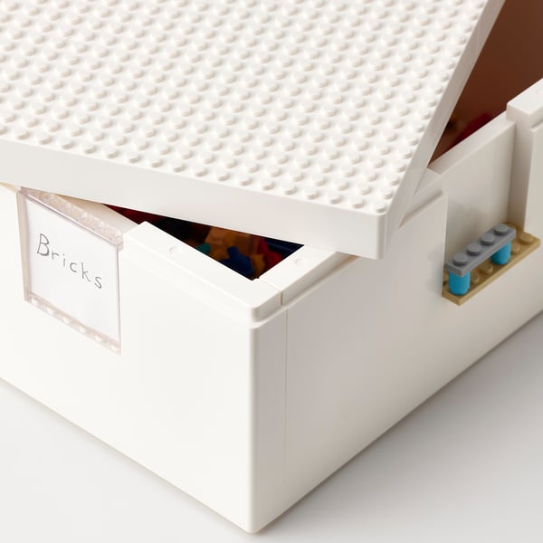 bygglek lego opbergbox met deksel wit 26x18x12 cm ikea