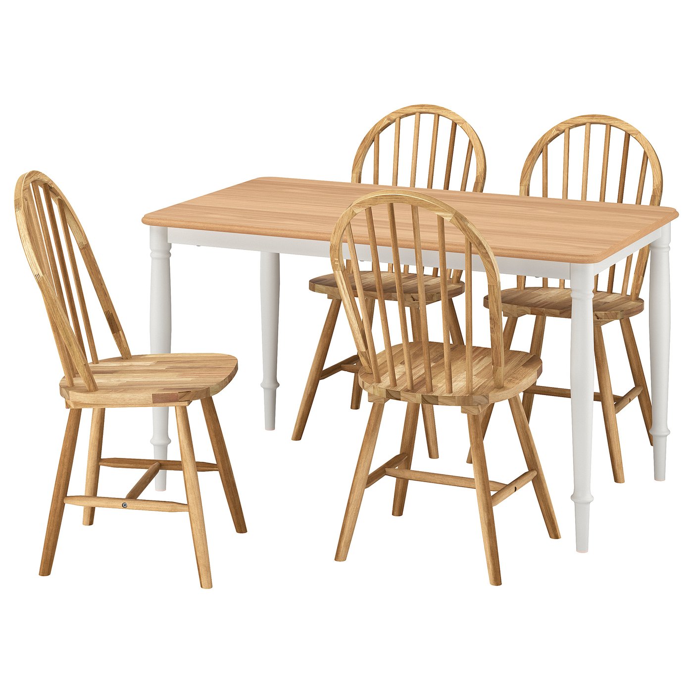 DANDERYD / SKOGSTA Tafel en 4 stoelen eikenfineer wit/acacia 130 cm