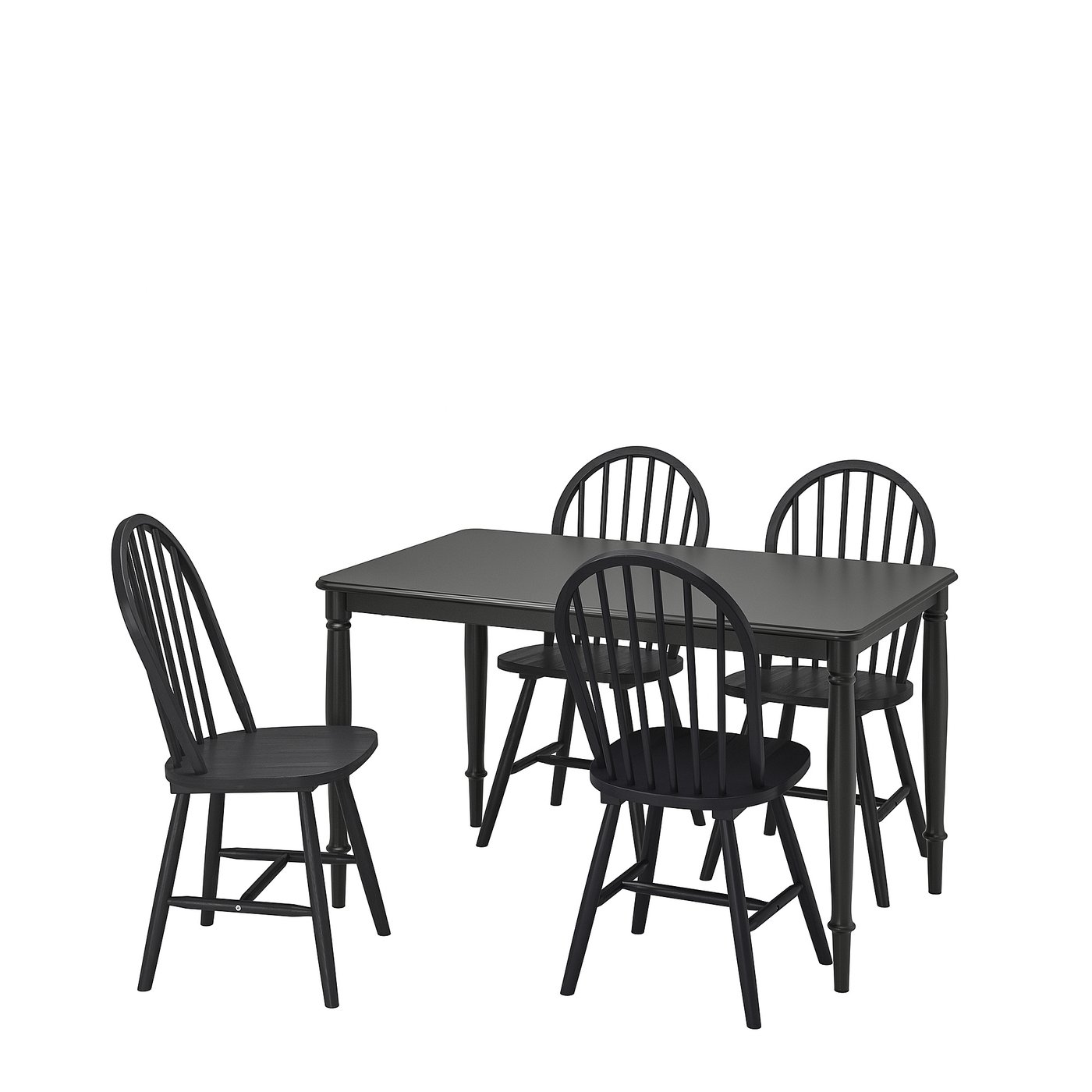 DANDERYD / SKOGSTA Tafel en 4 stoelen zwart/zwart 130 cm