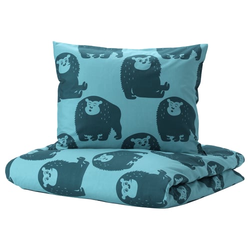 Djungelskog Dekbedovertrek Met 1 Sloop Aap Blauw 140x200 60x70 Cm Ikea
