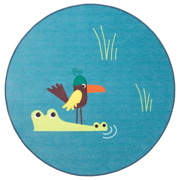 Djungelskog Vloerkleed Glad Geweven Vogel Blauw 100 Cm Ikea