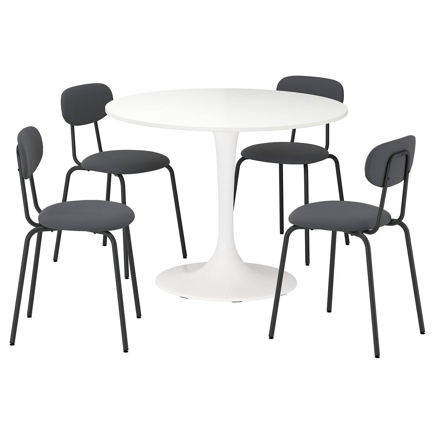 DOCKSTA / KRYLBO Tafel en 4 stoelen wit/Remmarn-antraciet 103 cm