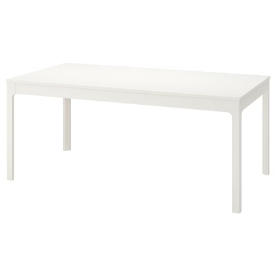EKEDALEN witte eettafel, rechthoekig, minimalistisch design met vier rechte poten.