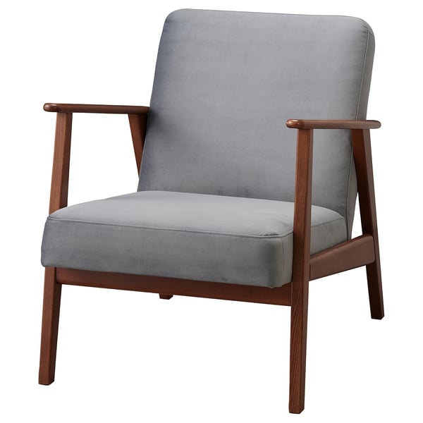 Ekenaset Fauteuil Fluweel Donkergrijs Ikea