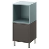 EKET opslageenheid, grijs & turquoise; open, gesloten planken; metalen poten.