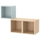 Ikea EKET wandopbergset, lichtblauw & eiken kubussen.