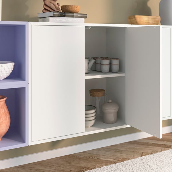 EKET Kastencombinatie voor wandmontage, wit/bleekpaars, 175x35x70 cm