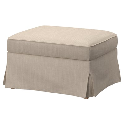 EKTORP kruk, beige, rechthoekig, bekleed met duurzame stof met een gestructureerd ontwerp.