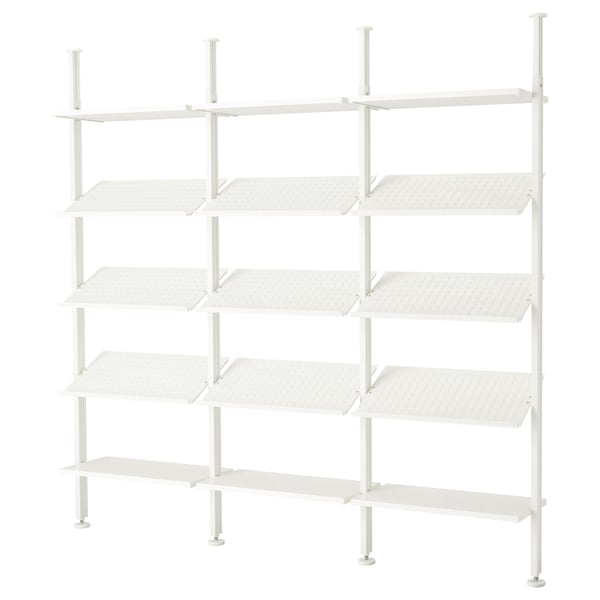Een ELVARLI witte, modulaire opbergkast met zes planken voor veelzijdige organisatie.