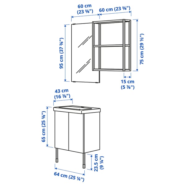 ENHET Badkamer, wit, 64x43x87 cm