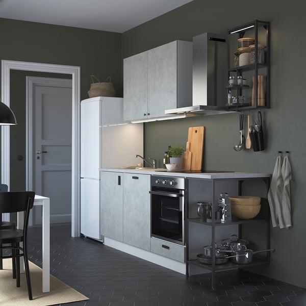enhet keuken antraciet betonpatroon ikea