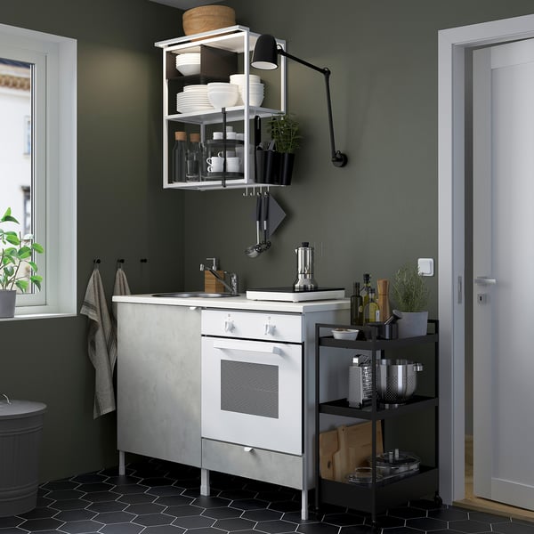 enhet keuken wit betonpatroon ikea