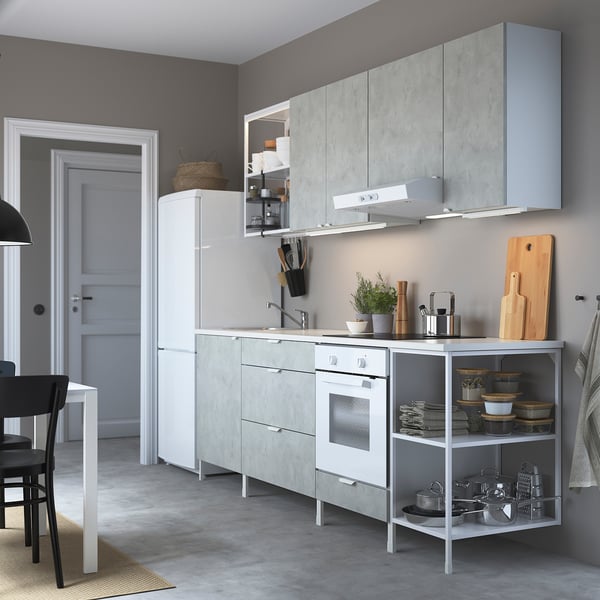 enhet keuken wit betonpatroon ikea