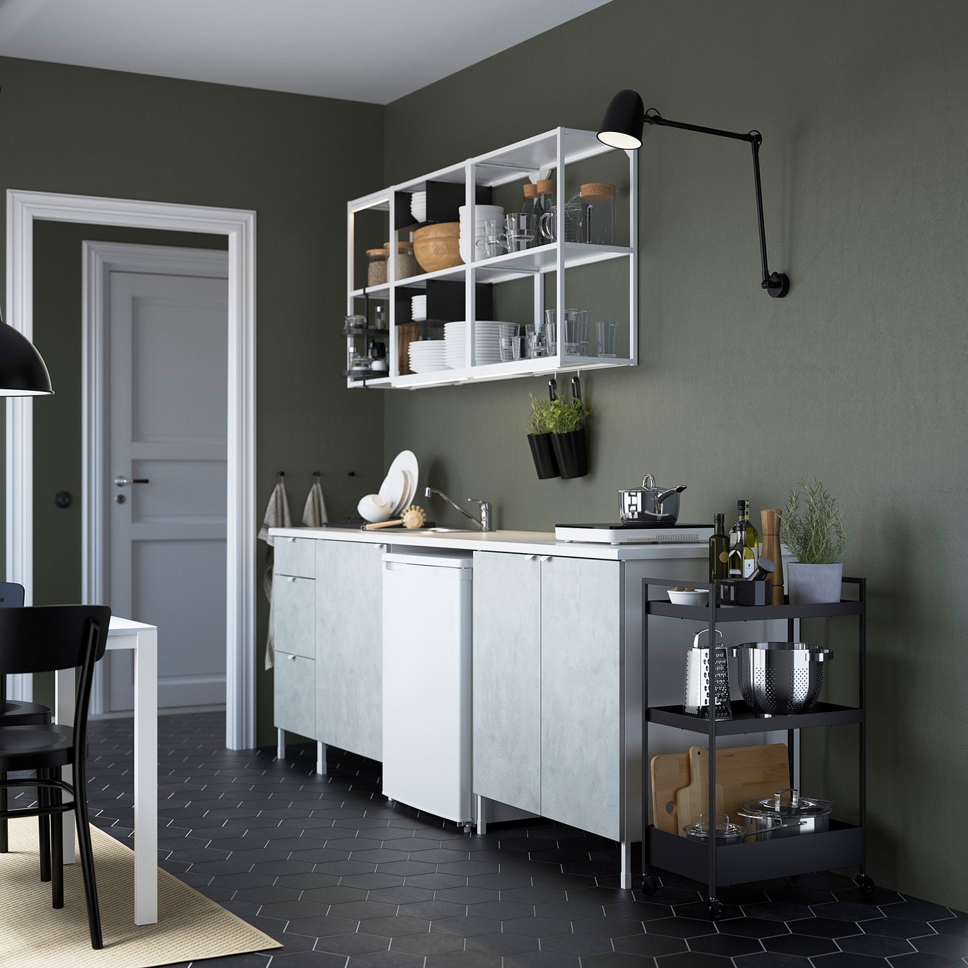 enhet keuken wit betonpatroon ikea