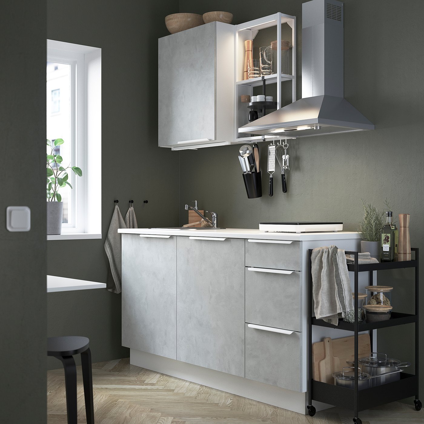 enhet keuken wit betonpatroon ikea