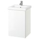 Witte wandbadmeubel met enkele wastafel en glanzende afwerking.