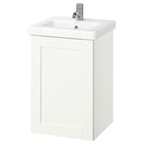 ENHET wit badkamermeubel met wastafel en eengreeps mengkraan, strak modern design.