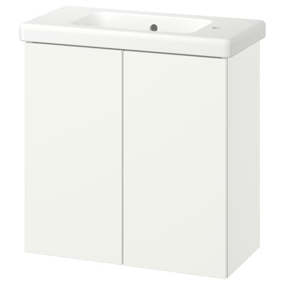 ENHET / TVÄLLEN Wastafel met deuren/wasbak, wit, 64x33x65 cm