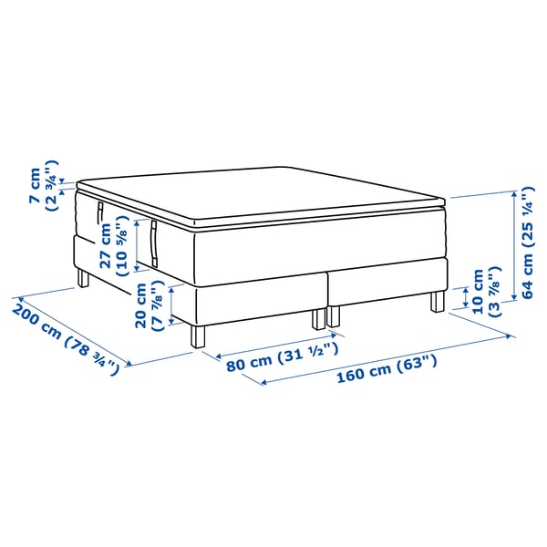 ESPEVÄR Boxspring, Hyllestad stevig/Tustna wit, 160x200 cm IKEA