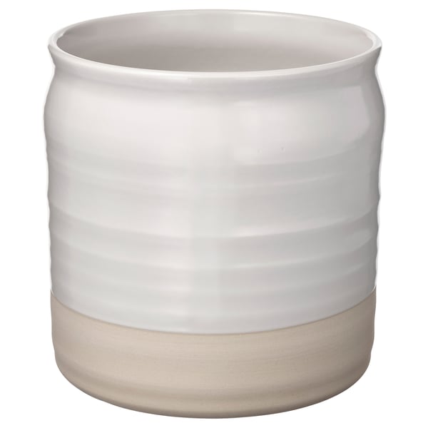 FALLENHET witte vaas, moderne landelijke stijl, keramiek met glazuur, cilindrische vorm, effen design.