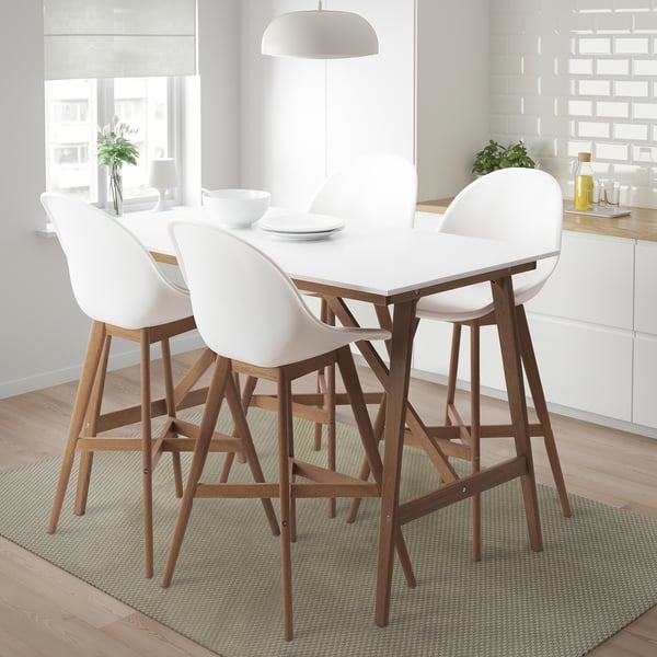 Fanbyn Bartafel En 4 Barkrukken Wit Wit Ikea