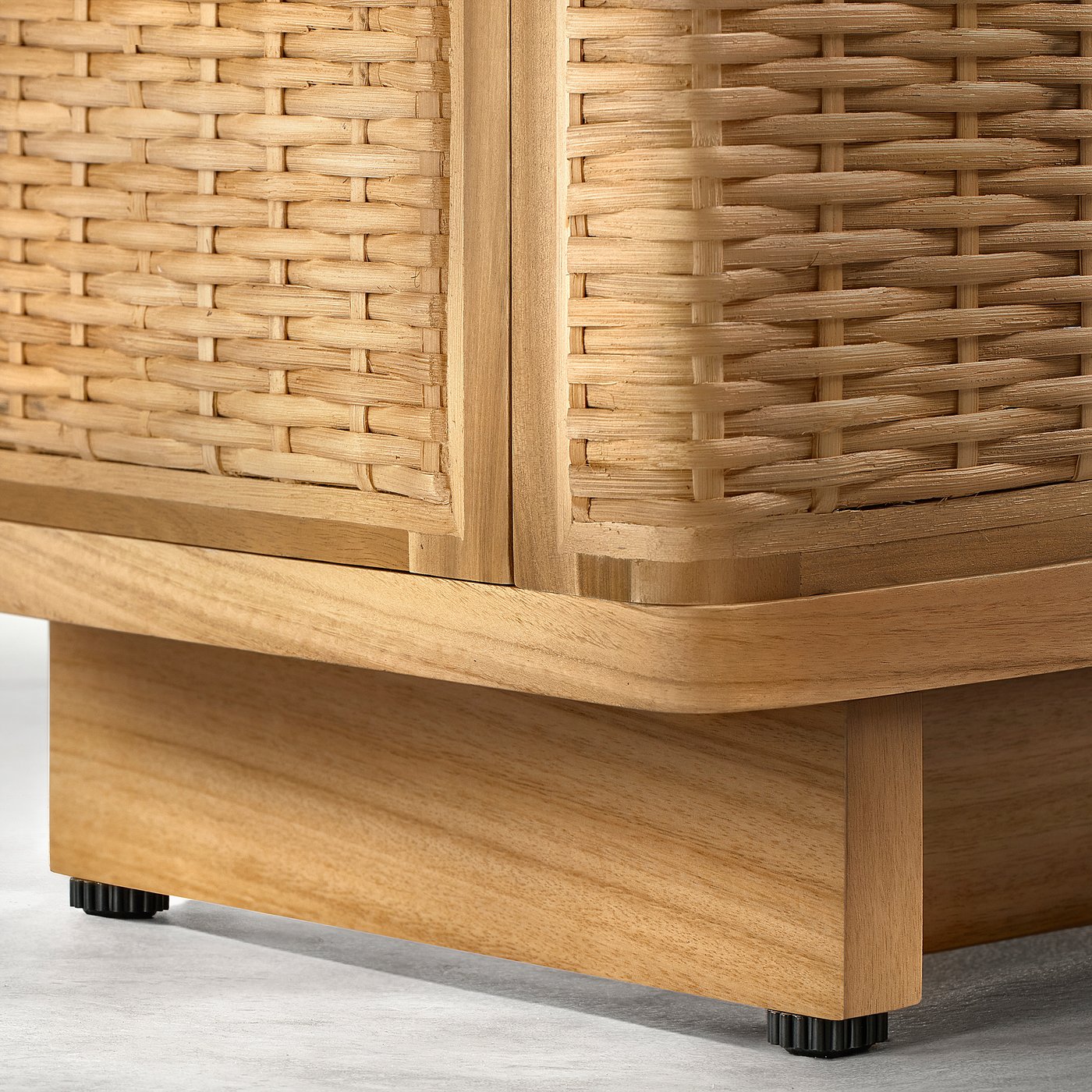 TV-meubel met 2 lades en rotan voorkant - L100 cm