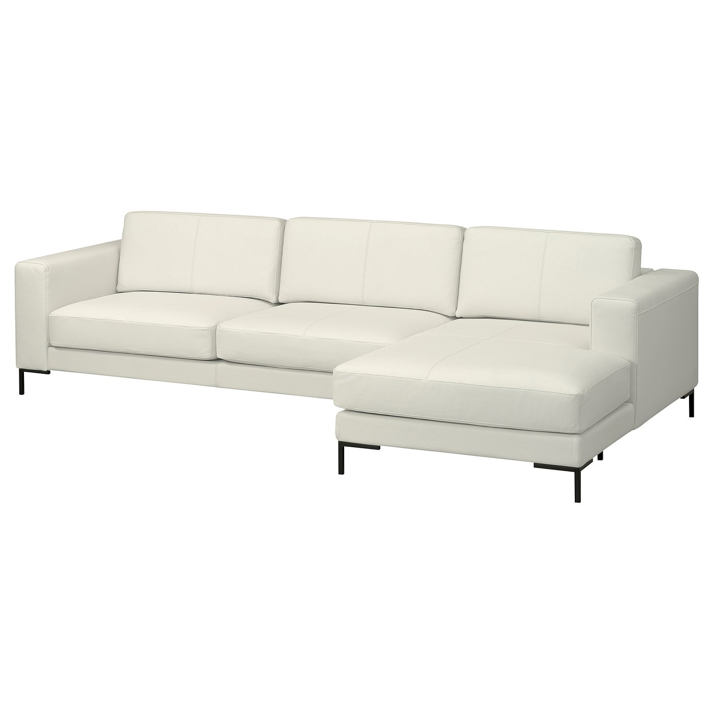 FULLERÖ 4-zitsbank met chaise longue rechts/Grann wit/metaal