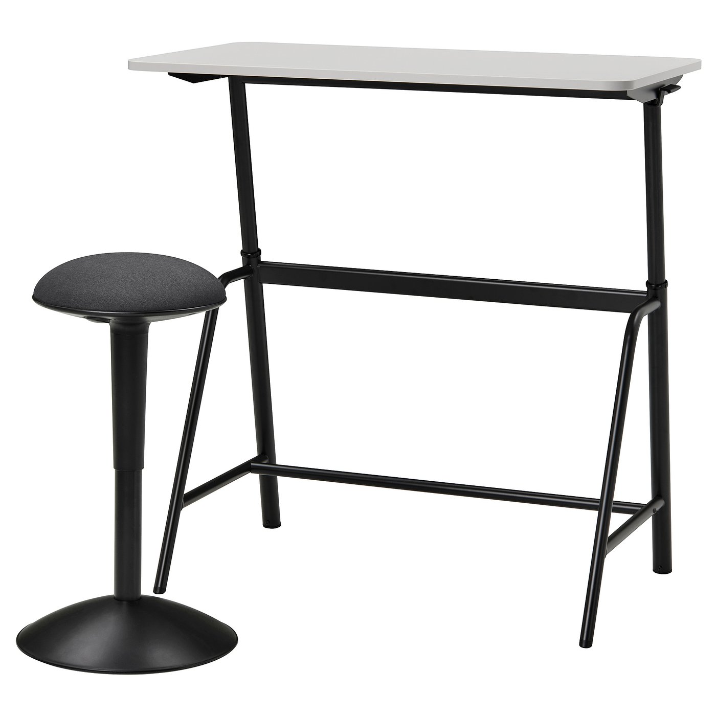 GLADHÖJDEN / NILSERIK Bureau+ondersteuning zitten/staan antraciet/grijs