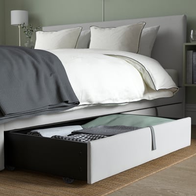 Home Collective Bed 160x200 cm gestoffeerd bed met lattenbodem, tweepersoonsbed met zachte overtrek en gevoerd hoofdeinde met cassettestiksel, robuust frame, hoog ligcomfort, grijs, 160x200 cm
