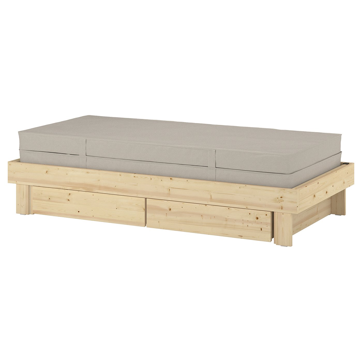 GLAMBERGET Uitschuifbaar bed m opb/2 matras grenen/Vannareid stevig 80x200 cm