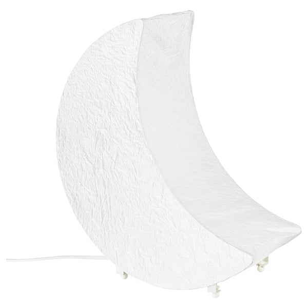 Halve maan vormige witte lamp met zachte led-gloed.