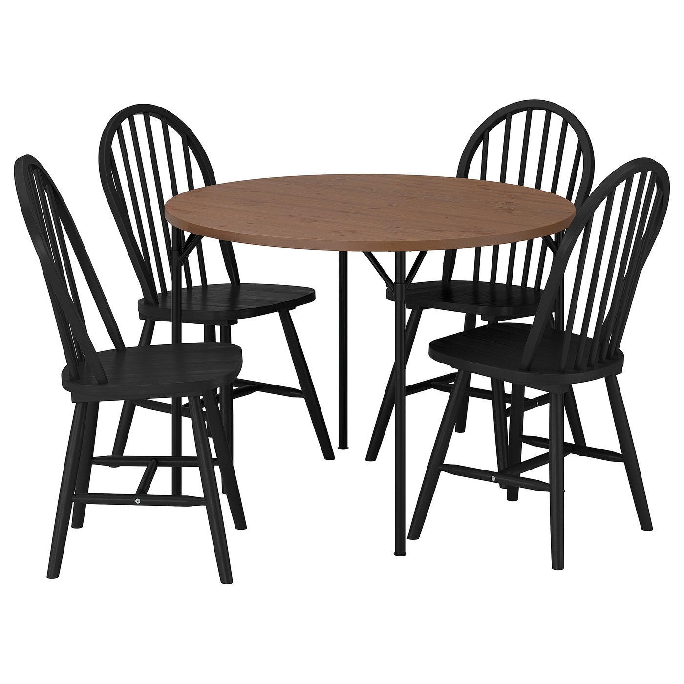 GRÖTÅN / GRÖTÅN Tafel en 4 stoelen grenen bruin gelazuurd/zwart 105 cm