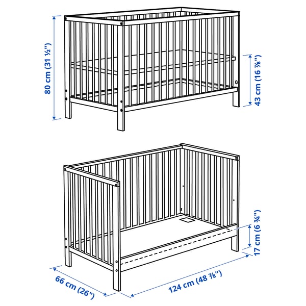 Facet Algebraïsch kleermaker Babybedje, GULLIVER, wit, 60x120 cm - IKEA