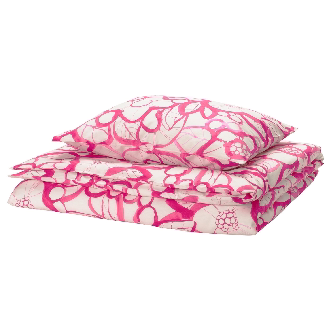 Roze HÄRLIR bloemendekbedset, gerecyclede katoen en lyocell, natuurgeïnspireerd ontwerp.