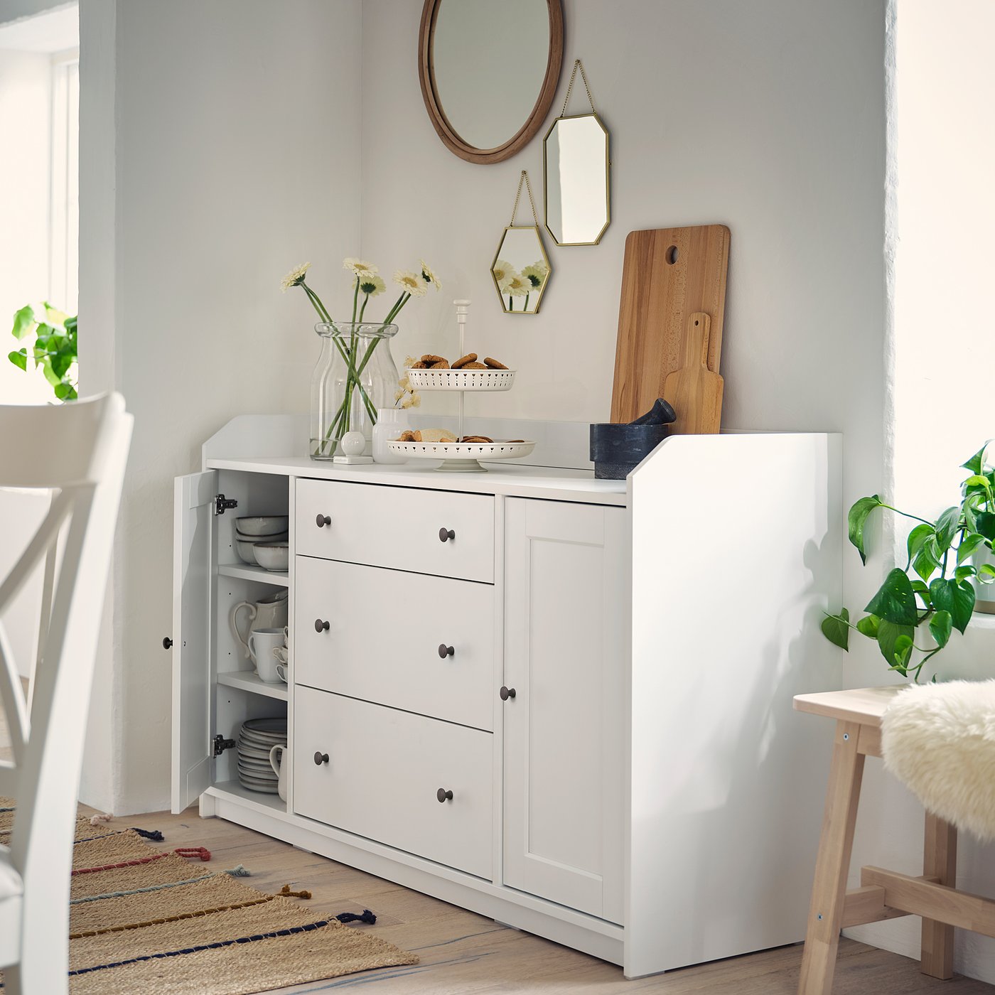 Buffetkast, HAUGA, wit, 140x84 cm - IKEA