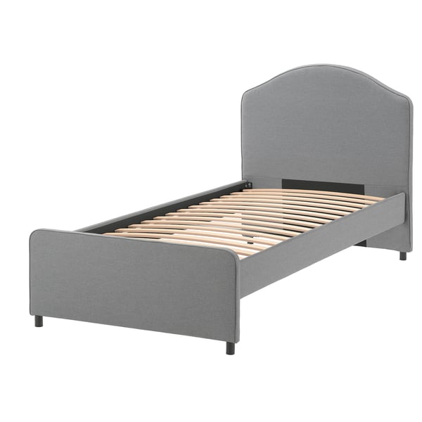 hauga gestoffeerd bed vissle grijs 90x200 cm ikea