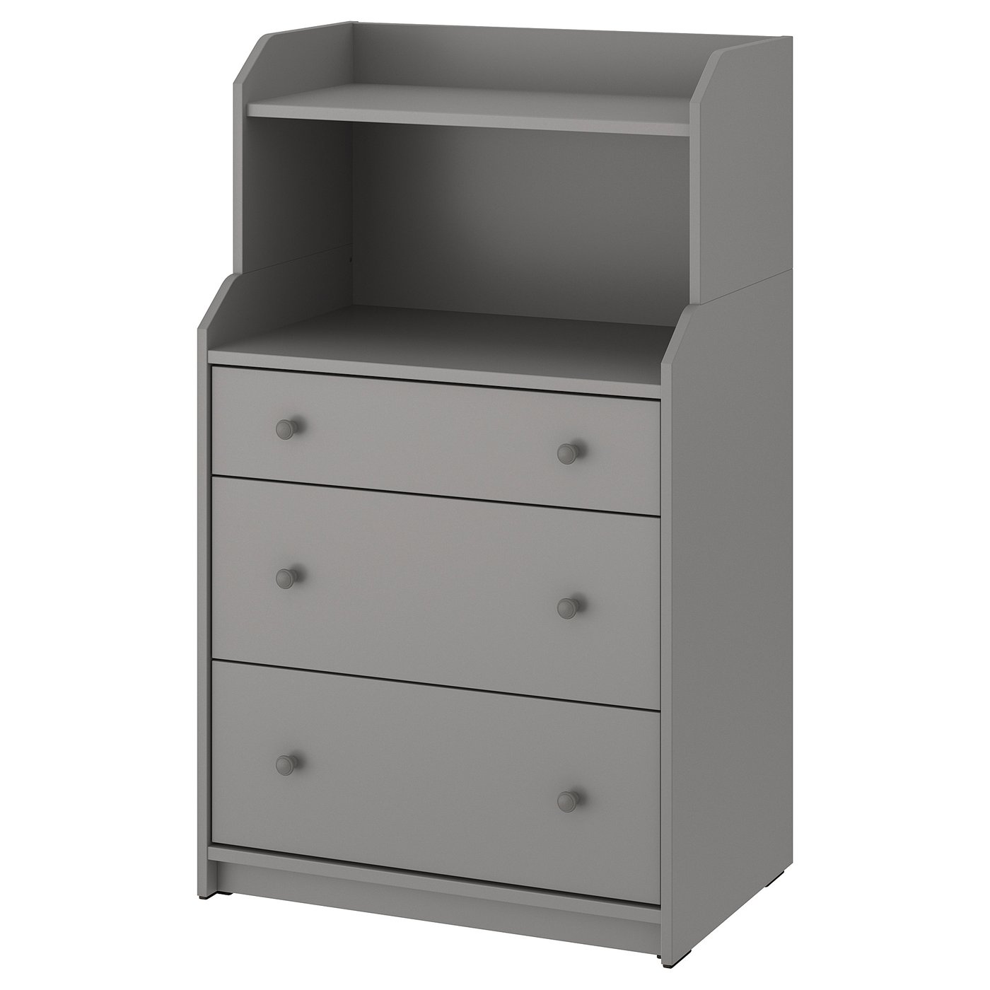 HAUGA Ladekast met 3 lades en plank grijs 70x46x116 cm