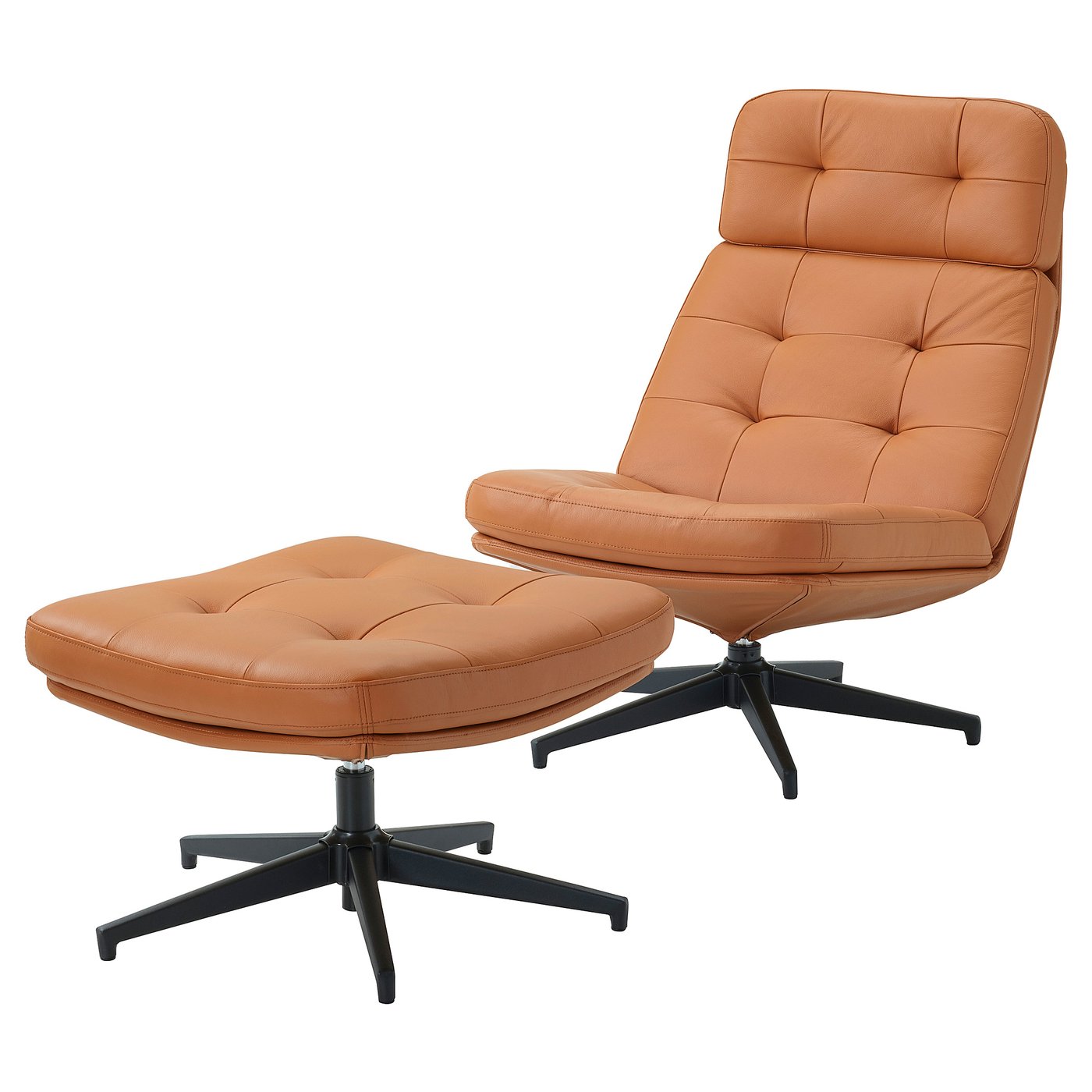 HAVBERG Draaifauteuil en voetenbankje Grann/Bomstad goudbruin