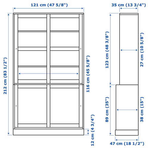 Illustratie met afmetingen voor het product: HAVSTA.