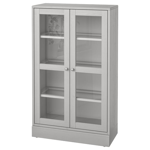 Havsta Vitrinekast Met Plint Grijs Helder Glas 81x37x134 Cm Ikea