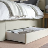 HEMFJÄLLET Boxspring met opberger, Valevåg stevig/Nordberget Odensvi lichtbeige, 140x200 cm