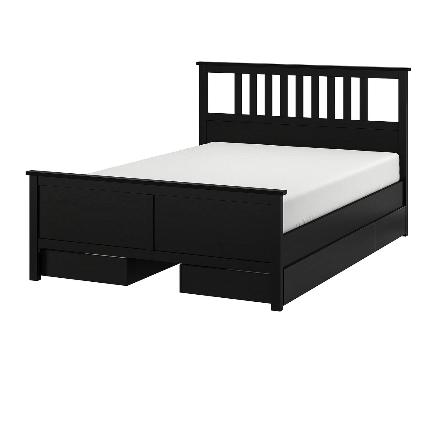 HEMNES Bedframe met 4 bedlades, zwartbruin, 160x200 cm IKEA