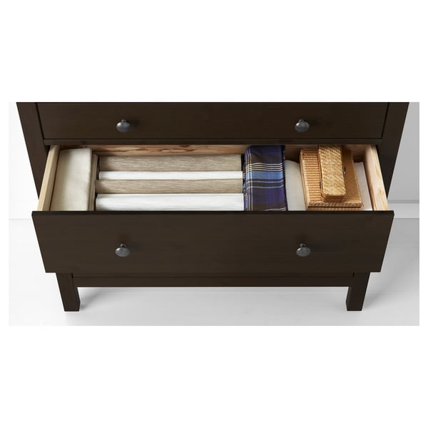 Hemnes Vitrinekast Met 3 Lades Zwartbruin Ikea