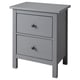 Grijs HEMNES houten nachtkastje met twee lades.