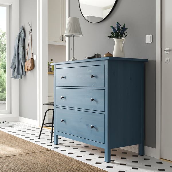 HEMNES Ladekast 3 lades, blauwlazuur, 108x96 cm IKEA