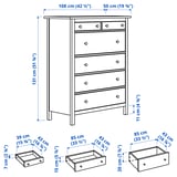 Illustratie met afmetingen voor het product: HEMNES.