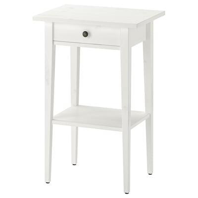 HEMNES wit houten nachtkastje, enkele lade & plank.