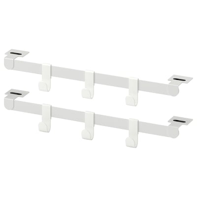 Witte HJÄLPA wandhaken, vier op twee rails.