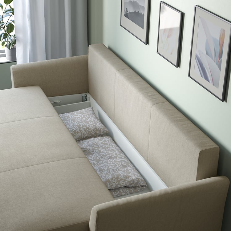 Kaiser Möbel - Sofa met slaapfunctie en bedstee, Slaapbank met beddegoedreservoir, Woonruimte, Opklapbare bank, Relaxbank, Gestoffeerde, Sierkussens, Comfortabele bank voor de woonkamer, PIANO, Ecru
