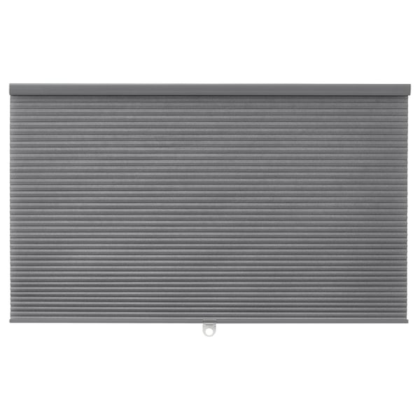 HOPPVALS grijze cellulaire jaloezie, strak design, ideaal voor het verduisteren van kamers, verticaal gemonteerd, zorgt voor privacy en isolatie.
